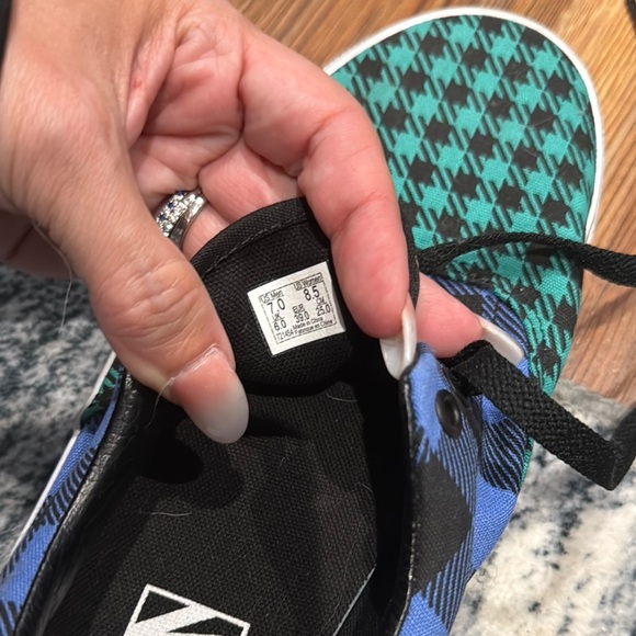 Vans Checkered Sneakers in Green, Blue, and Red - Picture 6 of 6